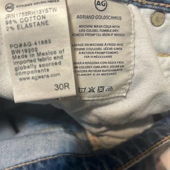 AG Adriano Goldschmied Light Blue High-Rise Cropped Jeans with Knee Rips - Picture 2 of 8